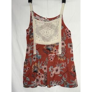 Maurices Women’s Rusted Rose Floral Lace‎ Crochet Sleeveless Top Size Large NWT